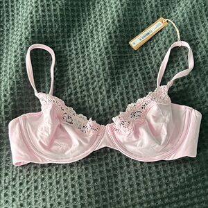SKIMS Light Pink Lace-Trim Underwire Bra